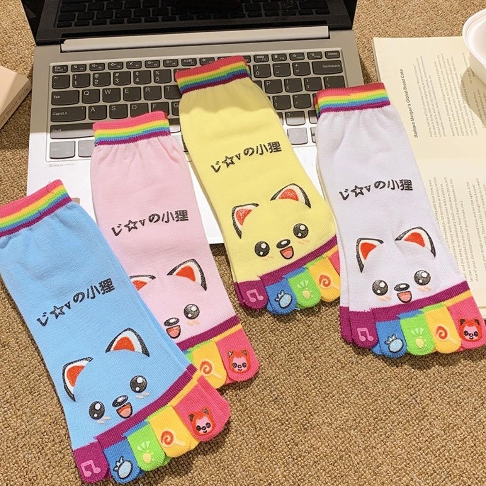 Funny Cartoon Five-finger Socks Breathable Sweat-absorbing Five-Toed Socks Cotton Socks Women