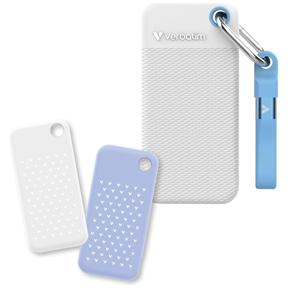 Dysk Zewnętrzny Verbatim Pocket Ssd 1Tb Usb-C 3.2 Gen.2 Biały-Jasnoniebieski 32320