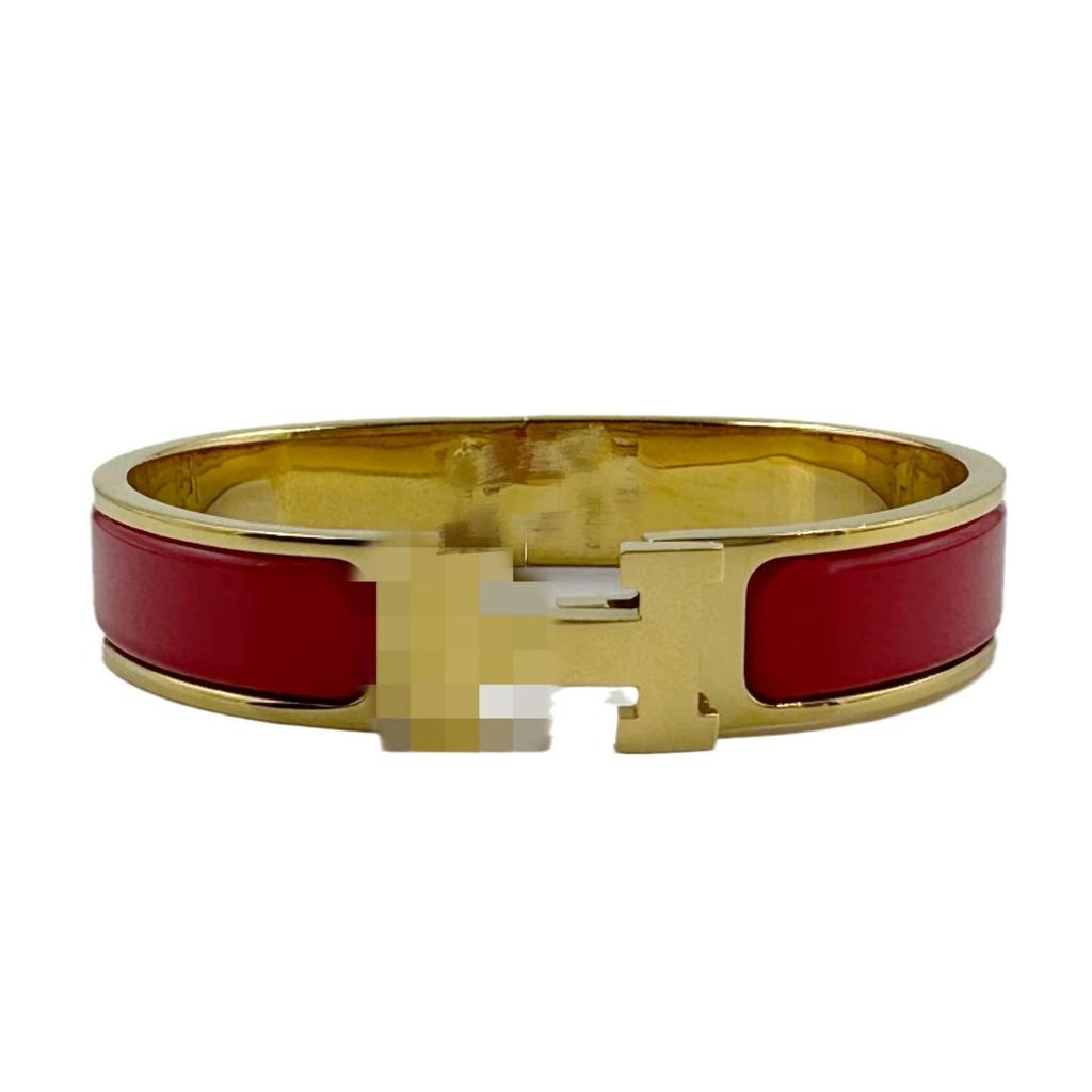 H Letter 12MM Enamel Titanium Steel Bracelet - European & American Fashion Bangle