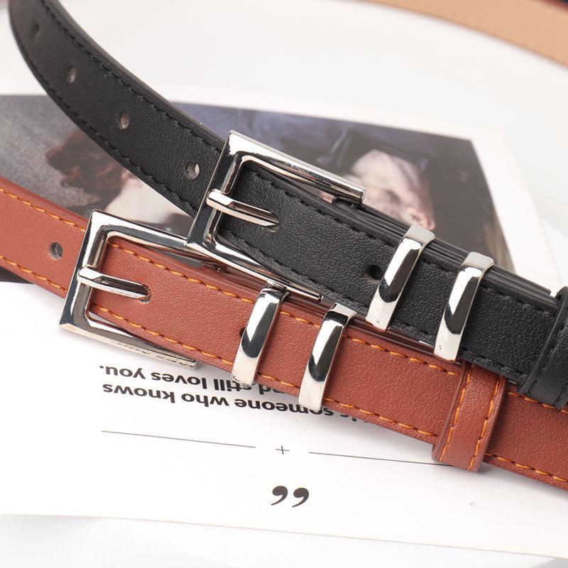 Women's High-Grade Square Buckle Belt: Imitation Leather, Simple Commuter Style, Versatile Suit Accessory