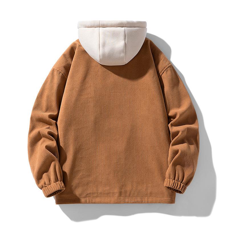 Giacca Baseball in Velluto a Coste Giacca Uomo Autunno Inverno Larga Pile Ispessita Casual Giacca con Bavero Abbigliamento Uomo