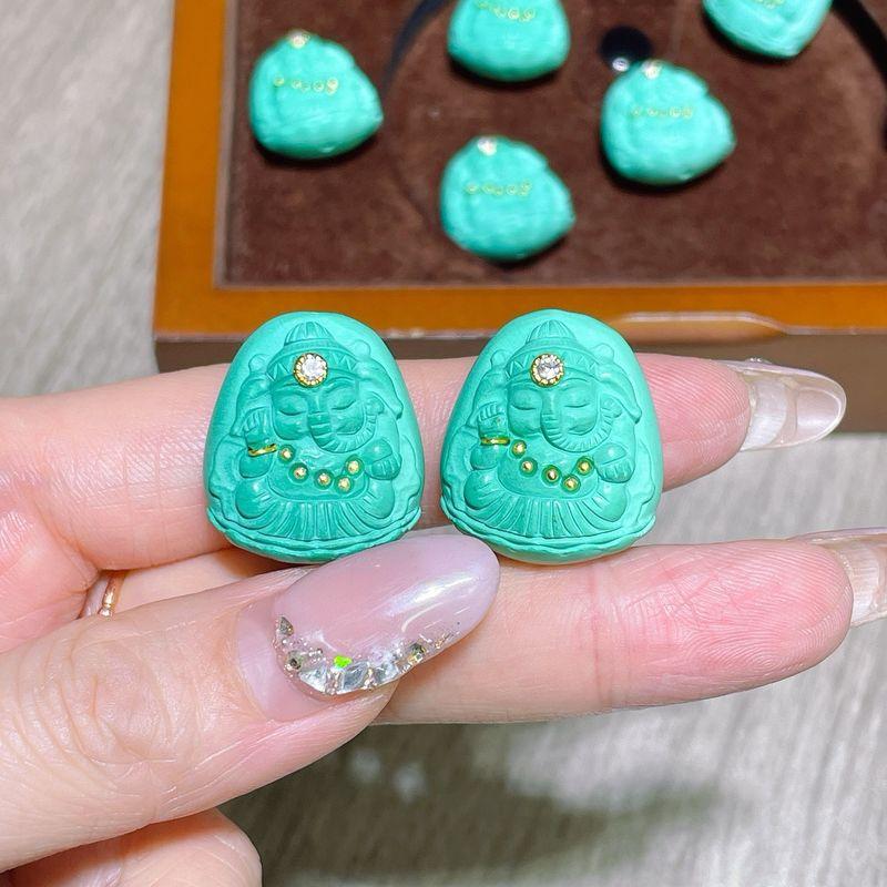 

Magnesite Turquoise Xiangshen DIY Accessories Hand Woven Hand Rope Necklace Crafts Buddha Beads Pendant Bracelet Ornament Fine Magnesite Turquoise Mosaic Elephant God