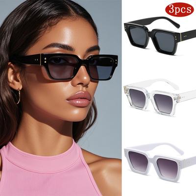 1/3set Female Luxury Square Sunglasses Women Fashion Gradient Color Rivet Sunshade Mirror Outdoor UV Protection Brand Shades
