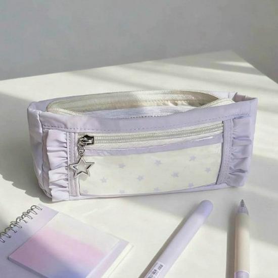 Mint Lace Pencil Case & Cosmetic Bag - Large Capacity, High Style, Ideal for Students