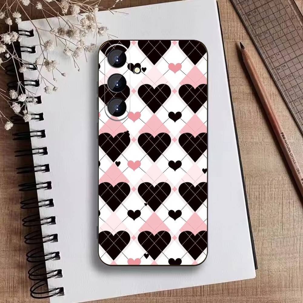 Coque de téléphone mignonne Y2K Fraises Étoiles pour Samsung Galaxy A73, A72, A71, A70, A52, A51 Autres Housse Noire Souple