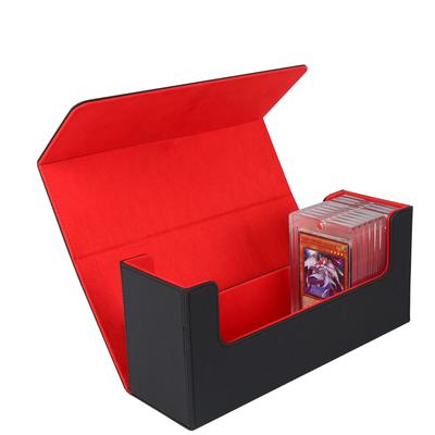 Magnetic Loader Case Card Loader Box Deck Case Card Loader 36 Pieces Card Case Loader Storage Trading Card Case PU Leather Black (Red Interior)
