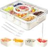 1Pc 4/8 Compartments Divided Serving Tray with Lid, Portable Snack Platters Organizer Spice Container Seasoning Box