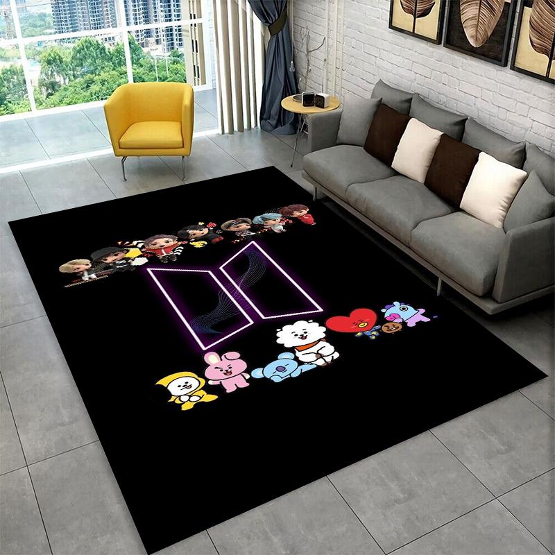 Tappeto Kpop B-BTS Gruppo di Moda Tappeto Stella per Sala Giochi Camera da Letto Soggiorno Divano Decorazioni per la Casa, Tappeto per Area Bambini Tappetino Antiscivolo