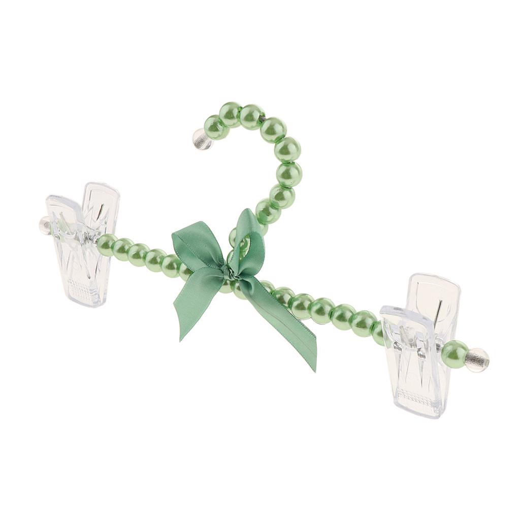 

Beads Pants Rack Hanger Imitation Pearl Bow Non Slip Clothes Hanger Plastic for Girls Closet Storage зелений