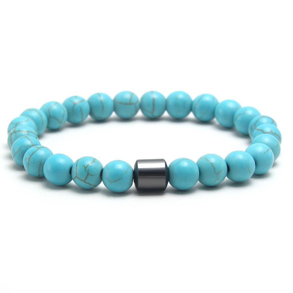Geometric Black Dandan Stone Lava Rock Tiger Eye Beaded Bracelet With Elastic Cord For Men And Women