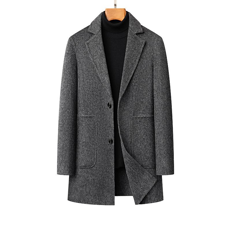 

Двустороннее шерстяное пальто из шерсти и меха кролика для мужчин, осенне-зимний пуховый съемный подклад, пальто средней длины с воротником для мужчин 3XL