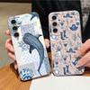 Blues Fish Whale Ocean Phone Case For Samsung S26 S25 S24 Ultra S23 S22 S21 FE A15 A16 A17 A35 A36 A37 A54 A55 A56 A57 5G Leather Texture Soft Cover