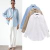 Sun Protection Loose Long Sleeves Pocket Linen White Shirt