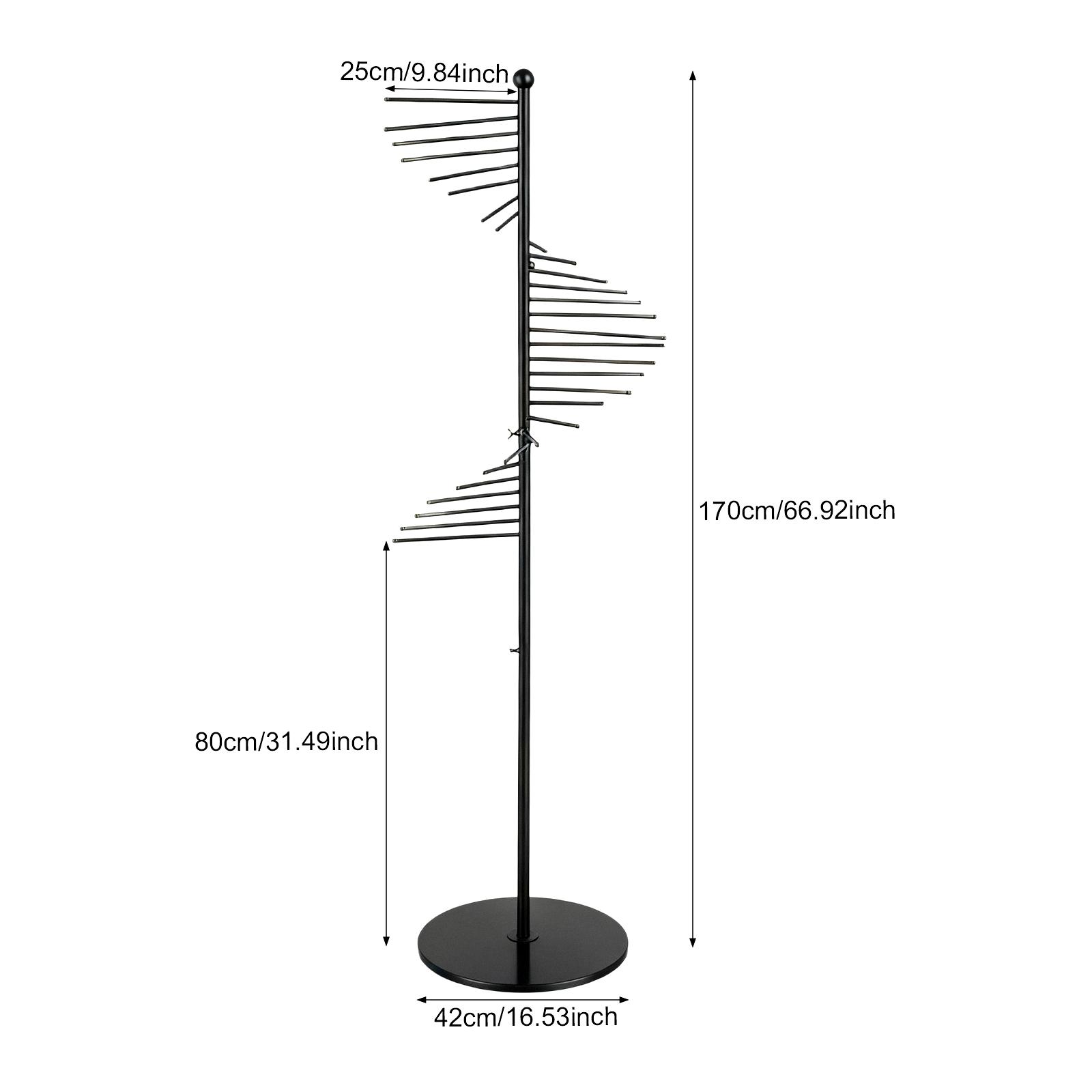 

Freestanding Black Scarf Display Rack, Spiral Display Rack1.7m or 5.58ft for Hanging Ties, Bras, Bathing Suits, Belts, Jewelry чорний