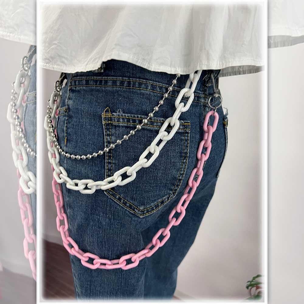 

Украшения Пластиковые Мужские Женские Двухслойные Брюки Цепи Панк Стиль Цепи На Талию Пластиковые Ремни white-single layer