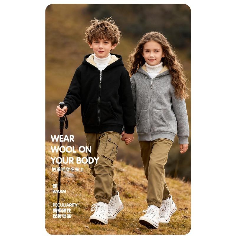 Lamb Fleece Jacket for Children's Clothing in Autumn and Winter, Stylish and Thick Warm Jacket for Middle and Young Children