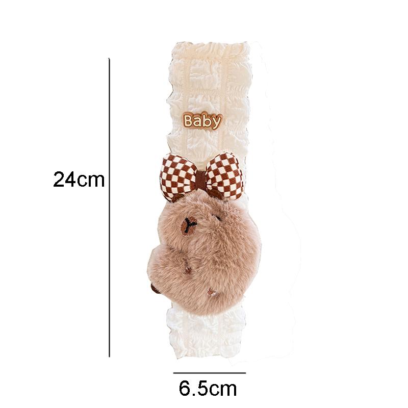 New Cute Cartoon Capybara Car Seat Belt Cover Four Season Universal Puff Material Auto Safety Shoulder Pad Car Decoration