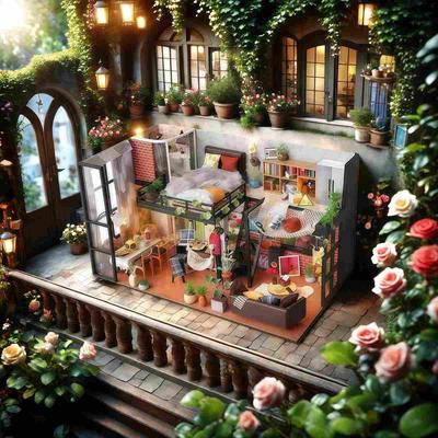 Fashion Alley Miniature Dollhouse Kit, Literary Utopia, Handmade Kit for Beginners, Includes Acrylic Case (TD43+Z)