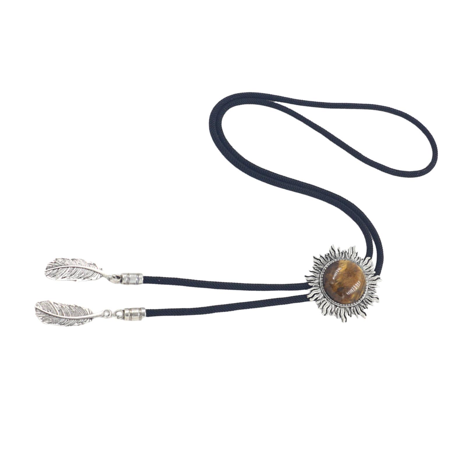 

Elegant Bolo Tie with Stone Pendant Carved Necktie Western Necklace Cool Bolo Tie Western Cowboy Costume B