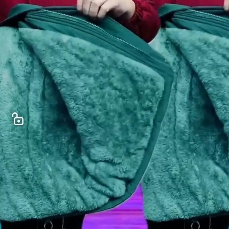 Plus Velvet Thickened Parker Suit Plus Size Mid-length Windbreaker Women's Outerwear Autumn and Winter Tops