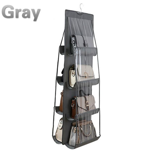 6/8 Pockets Clear Hanging Handbag Organizer, Multi-Shelf Tote Bag Storage Rack with Swivel Hook for Wardrobe Closet