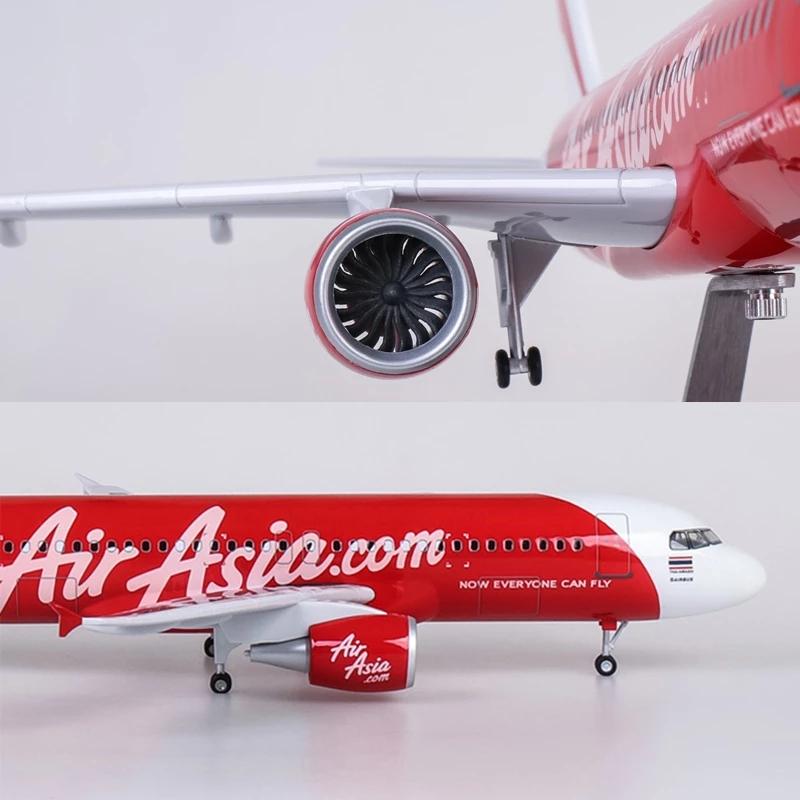 1/150 Scale 47cm Airplane 320 A320 Aircraft AirAsia Airline Model W Light and Wheel Plastic Resin Plane Collections Available