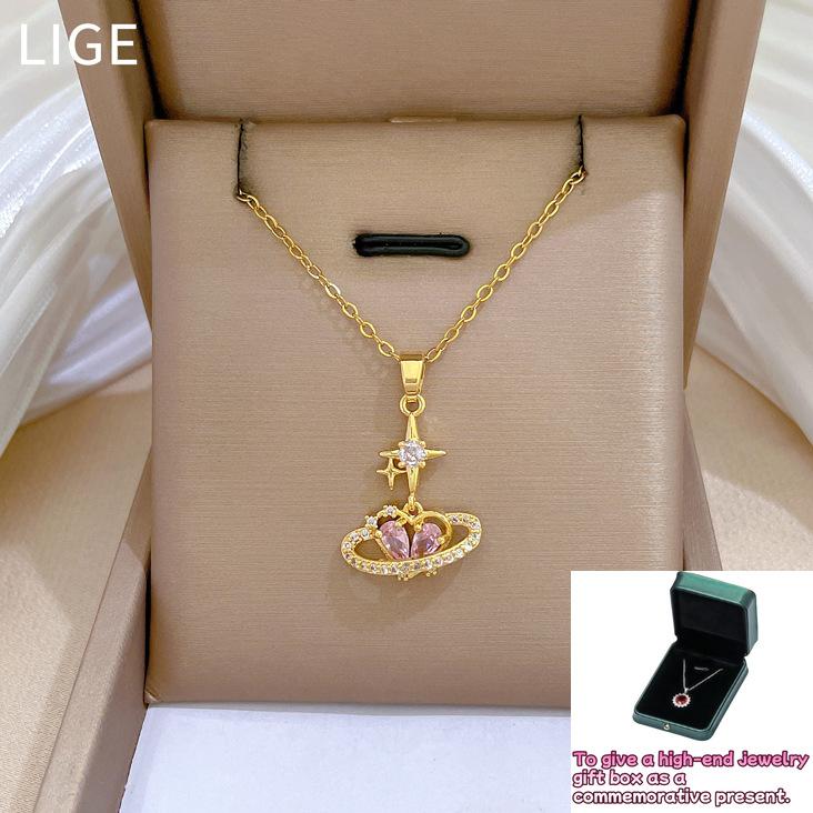 

Love Starlight Full Diamond Light Роскошный темперамент Великолепное ожерелье с бриллиантами Женская универсальная цепочка на ключицу