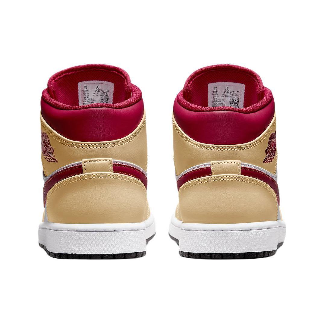 Air Jordan 1 Mid Light Curry Cardinal Red Мужские кроссовки Коричневый Белый-Белый Оникс — фото 5