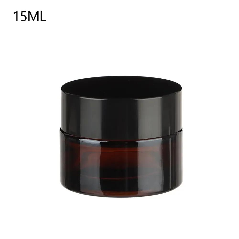 5ML-500ML Dark Brown Refillable Bottle Portable Glass Split Bottle Circular Tea Face Cream Bottle Travel Cosmetic Container Can