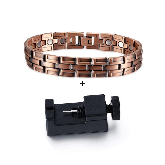 Brățară magnetică Ikuinen Brațară magnetică din cupru pur Brățară magnetică cu lanț pentru bărbați Brățări din cupru pentru bărbați