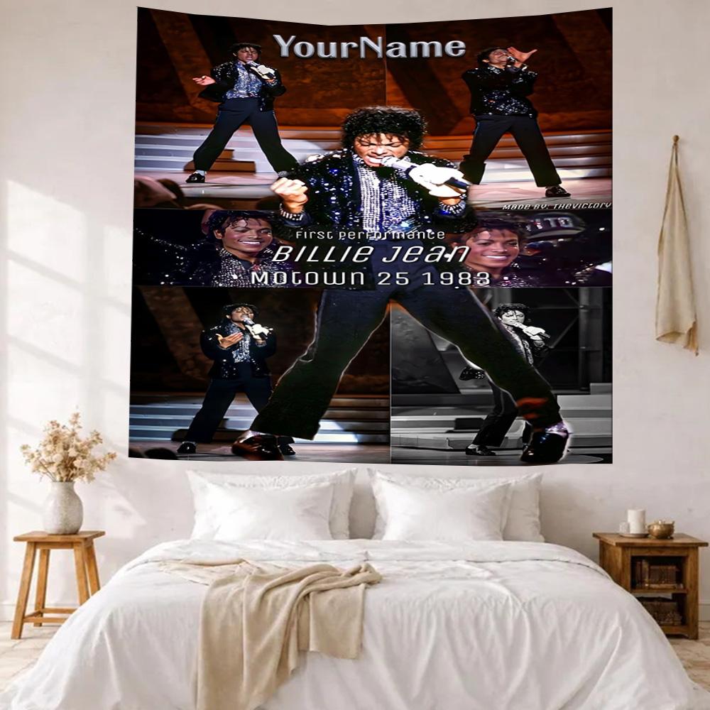 Michael Jackson Custom Your Name Wall Decor Tapestry Art For Pet Memorial Birthdaywedding Party Backdrop Family Gift