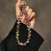 Y2K Pink Ribbon Bowknot Pearls Bag Pendant Charm Keychain Elegant Beaded Keyring Sweet Key Chains Phone Key Bag Hangings