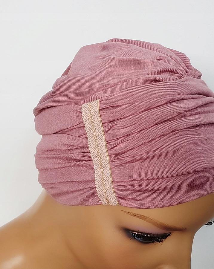 Mona Pink Turban Bamboo Crinkled Hat Without Pattern For Every Woman