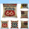 Comfortable And Decorative Route 66 Cushion Cover Made From Quality Cotton Linen