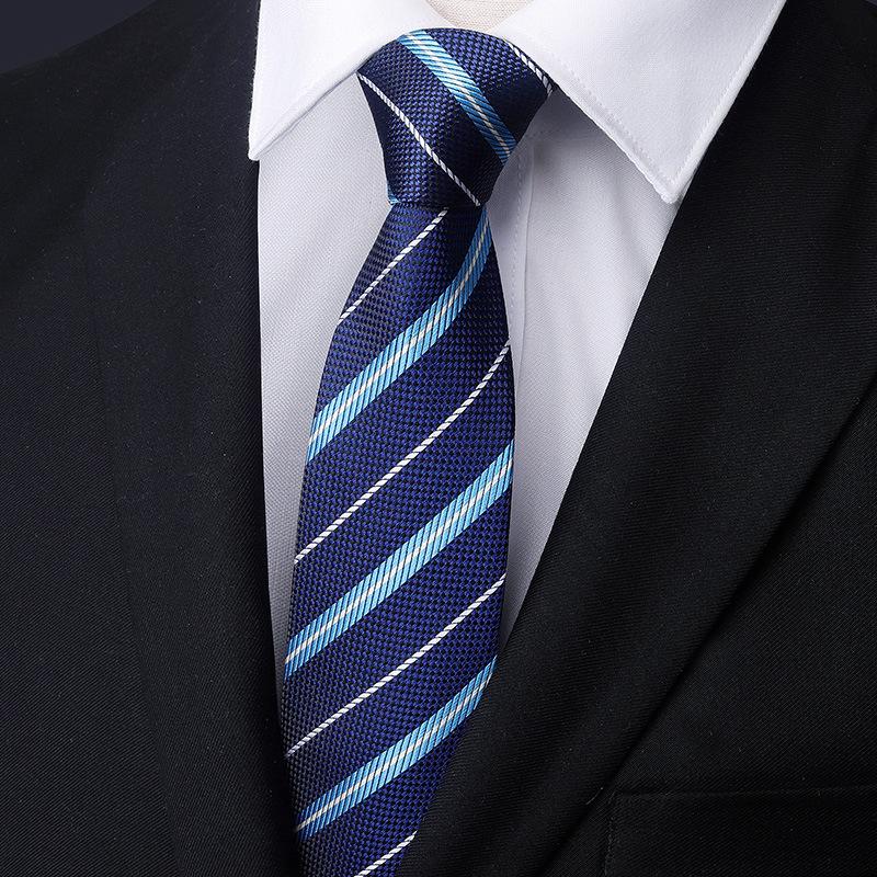 Men'S Blue Business Dress Tie Wedding Groom Work Korean Version Zipper-Style No-Beater Tie Gift Box