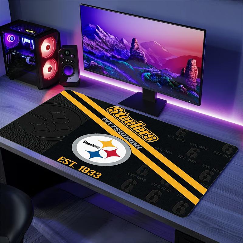 Pittsburgh Steelers Logo Color Mouse Pad Large Gaming Table Cushion Non-slip Laptop Tablet Big Mousepad XXL Mat Mini PC Playmat With Lock edge