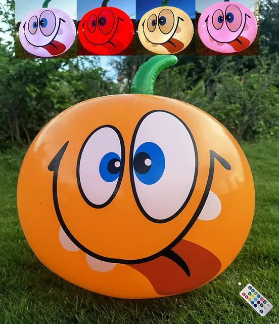 Großer Halloween Aufblasbarer LED Fernbedienung Beleuchteter Kürbis Augapfel Ballon Spukhaus Außendekoration Horror Requisite