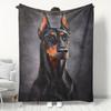 Doberman Printed Flannel Blanket for Four Seasons Universal Home Travel Camping Office Decorative Multi-purpose Blanket