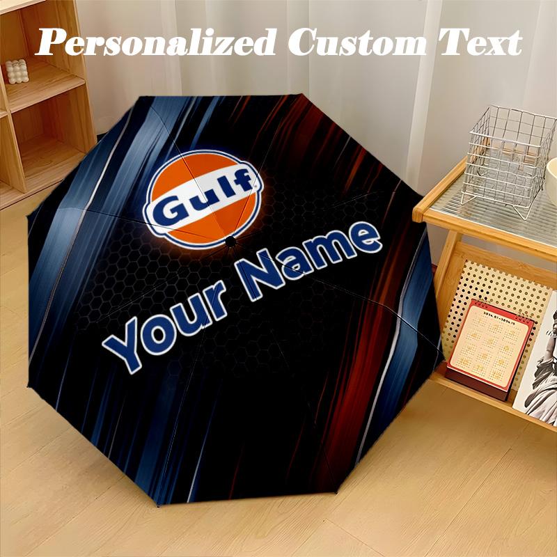 Ombrello Automatico Gulf a 8 stecche, Ombrello Pieghevole Personalizzato con Testo Nome Personalizzato Pioggia Sole Regalo