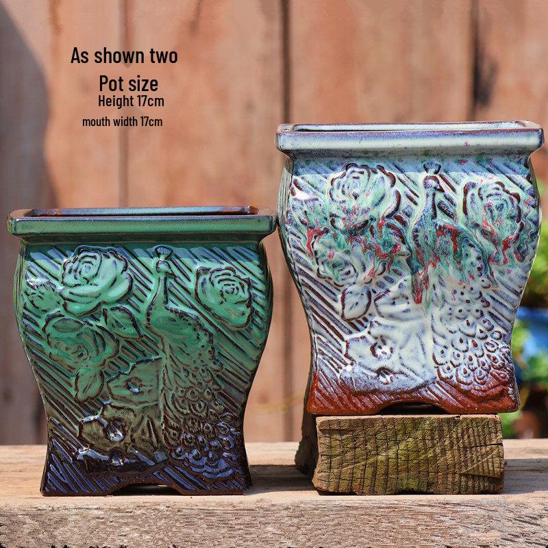 Handgefertigter weißer Grobkeramik-Blumentopf im europäischen Stil für Grünpflanzen, Rosen, Hortensien und Sukkulenten