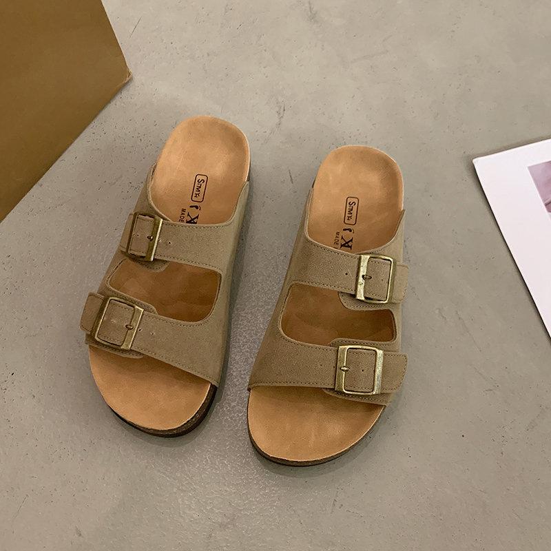 Sommer vielseitige Damen Schuhe Mode Internet Berühmtheit Strandschuhe Meer ein Wort Pantoletten lässig Urlaub flache Hausschuhe Außenbekleidung