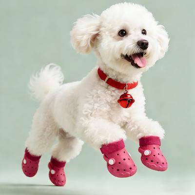 Dog Shoes for All Seasons, Breathable for Spring and Summer, Outdoor Dog Paw Protection, Soft Soled Pet Shoes Four-piece Set