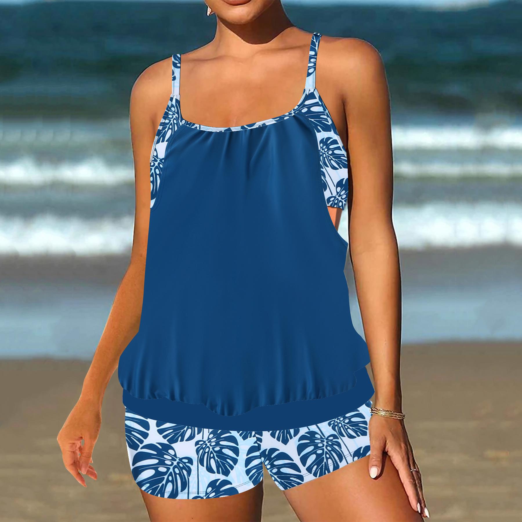 

Split plus size swimsuit women s tankini print flat angle women s swimsuit 5XL