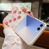 Crystal Cherry Fruits Bowknots Pattern Case For Samsung Z Flip 7 6 5 4 Leather Texture Folding Fhone Cover For Galaxy Z Flip7 Flip6 Flip5