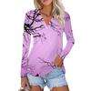 Women's Summer Fashion Casual  Printed V-Neck Long Sleeve Shirt Top