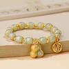 Temperament Natural Peanut Bracelet Horse Imitation Jade Lucky Bracelet Elastic Rope Hand Chain Jewelry Accessories