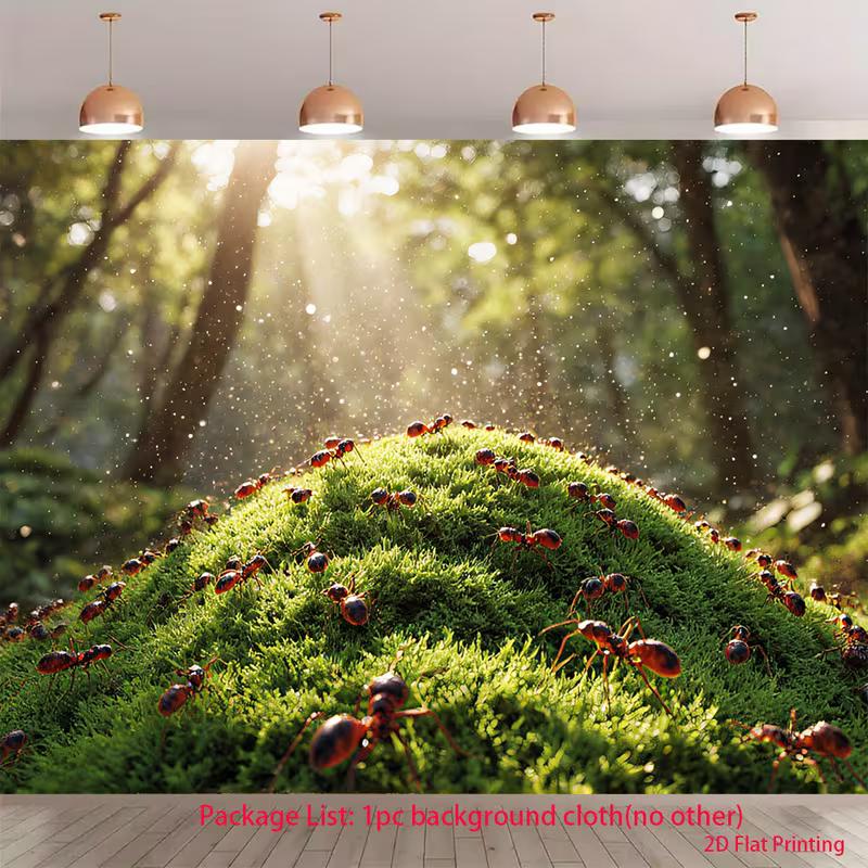 

2D Flat Macro Nature Backdrop Red Ant Colony in the Forest Background Cloth 47.2x31.5inch/120*80cm