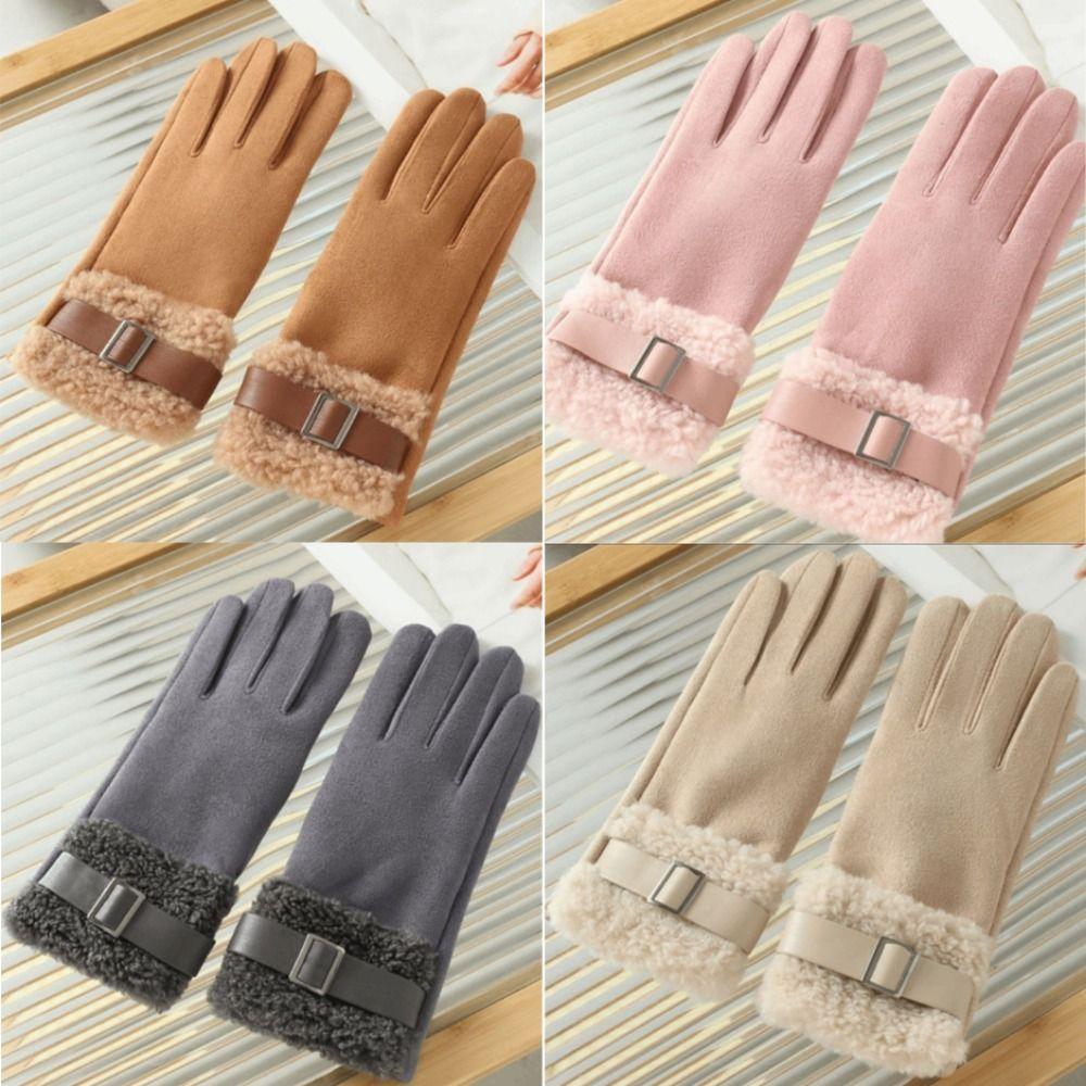 Full Finger Women's Winter Gloves Thickened Cycling Mittens Fashion Women Fleece Gloves  Mom