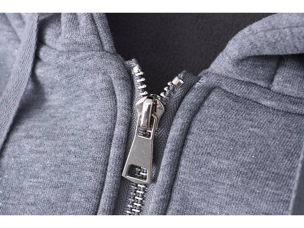 Sinnanxingshan Double Zipper Thick Velvet Hooded Sweater Jacket SN4723