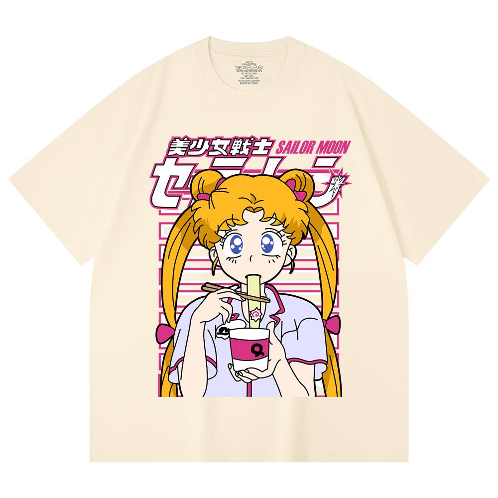 

230 г/м² 100% хлопок Футболка унисекс с принтом Sailor Moon V3 Минако, плотный хлопок XS абрикосовый